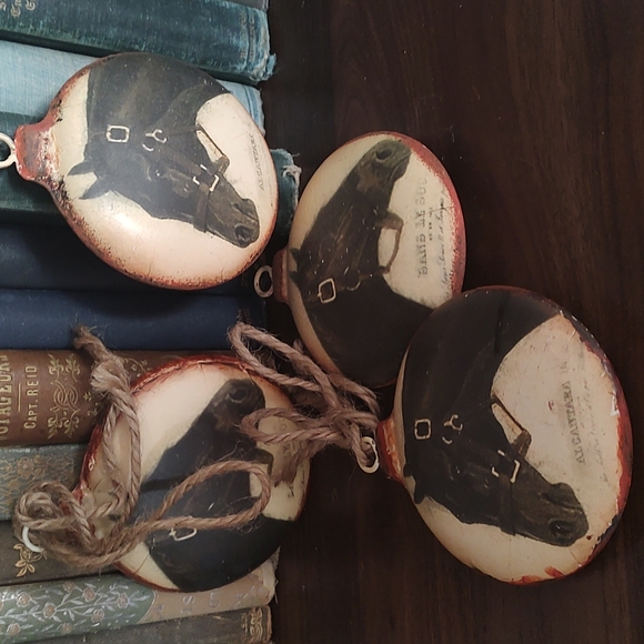 Lot 4 Metal Horse Alcantara Christmas Tree Ornaments Rustic Farmhouse Equestrian - Picture 6 of 6